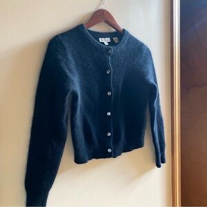 Vintage angora lambs wool black cardigan sweater
